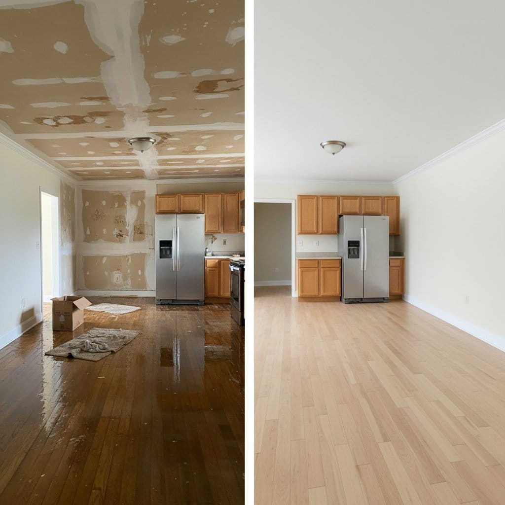 Sewage Backup Cleanup restoration β home kitchen of two-story residence in Wyckoff, NJ