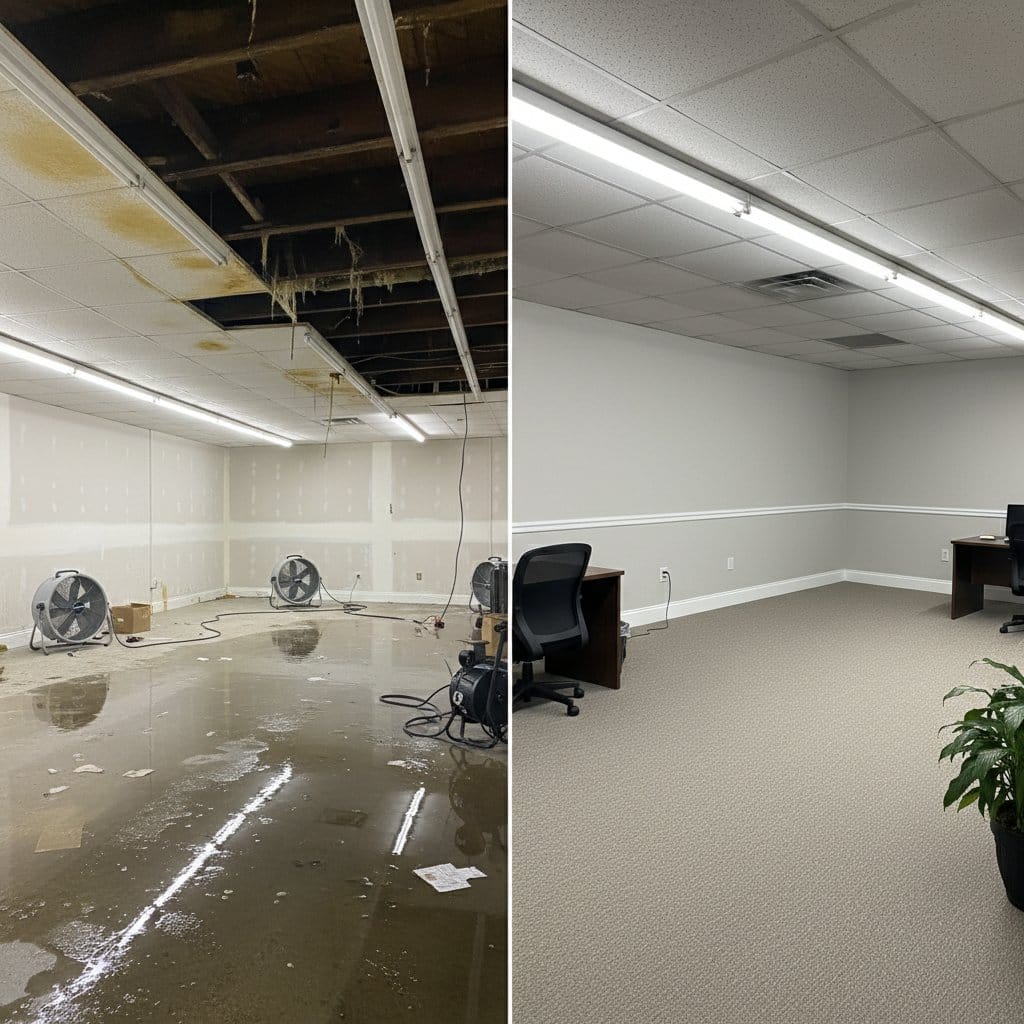 Structural Drying & Dehumidification restoration — commercial office space of commercial property in Wyckoff, NJ