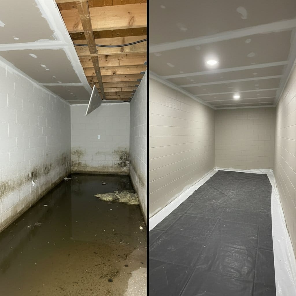 Carpet & Flooring Water Damage Cleanup restoration β crawl space of bungalow in Wyckoff, NJ