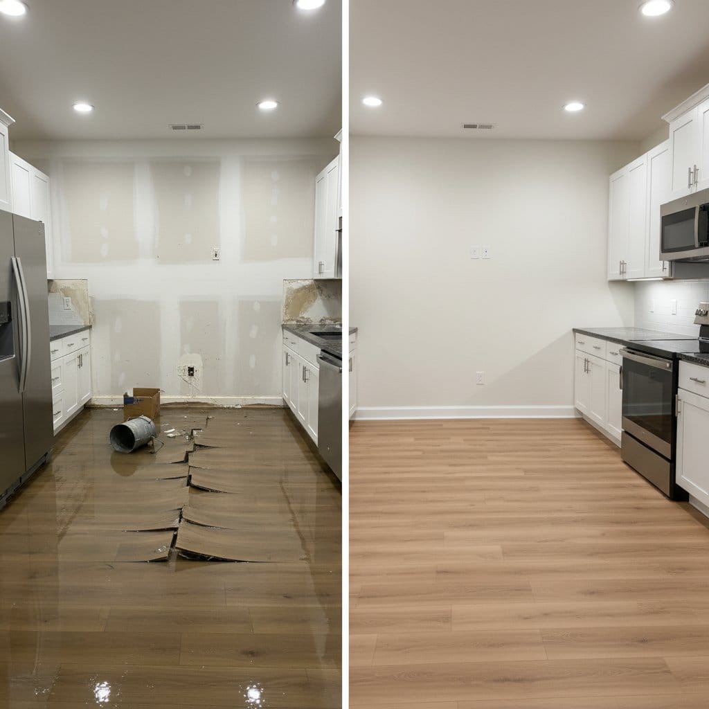 Mold Prevention After Water Damage restoration — home kitchen of bi-level home in Wyckoff, NJ